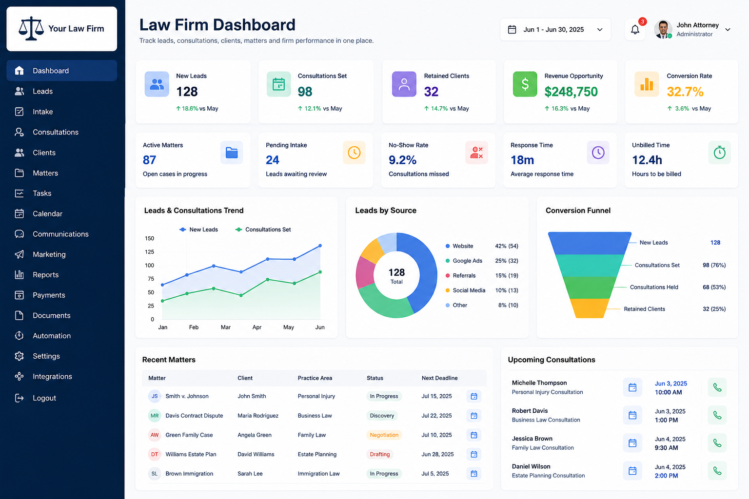 Law Firm Dashboard